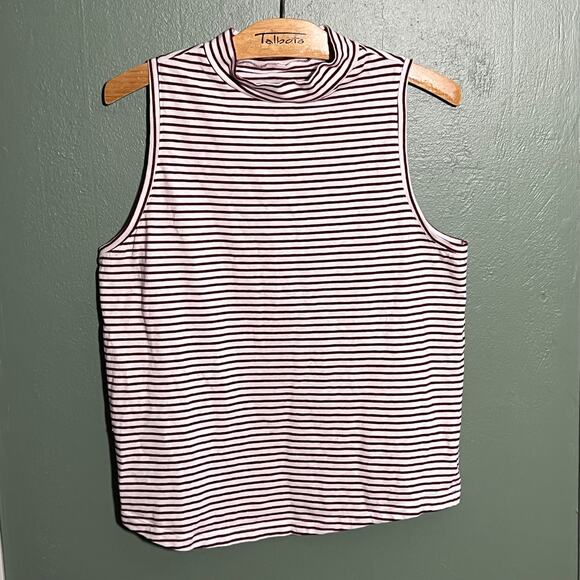 Universal Thread Mock Neck Sleeveless Striped Tank Top Large Burgundy - Picture 3 of 6